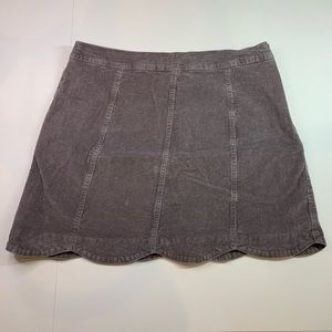 adorable beige denim corduroy scalloped mini skirt